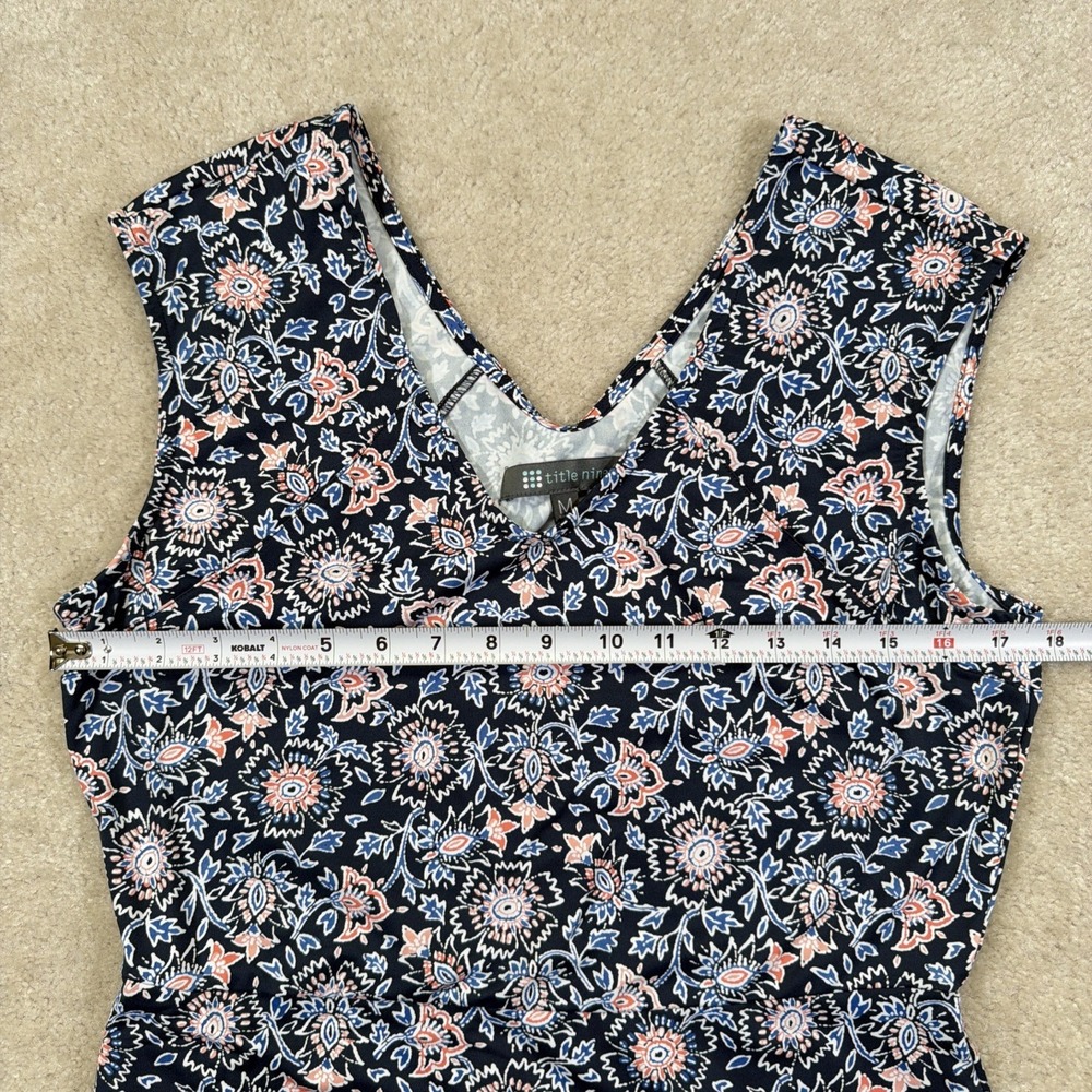 Title Nine Diamalete Sleeveless Dress Womens M Blue Floral Athletic Coastal - Picture 11 of 11